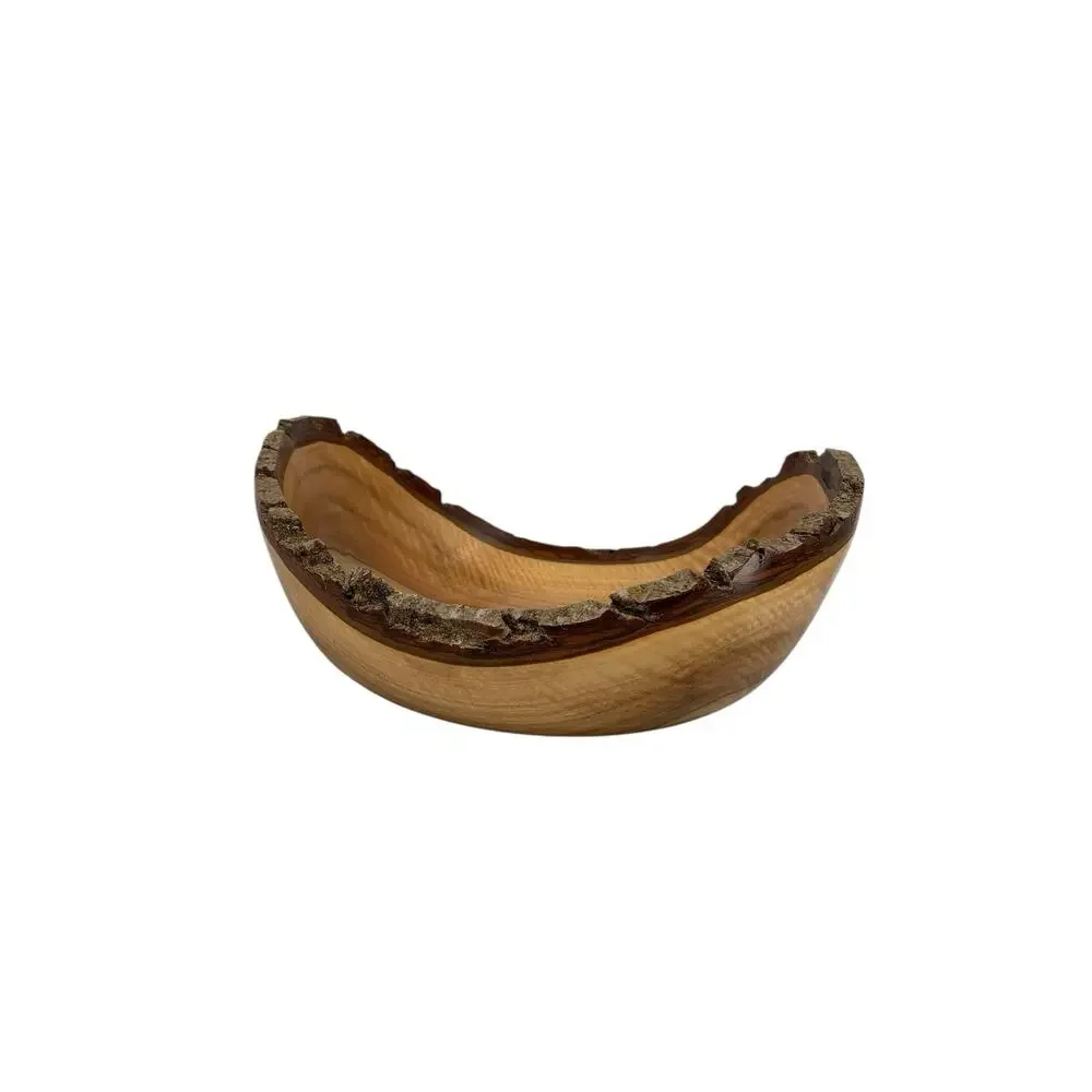 Hand Carved English Walnut Live Edge Bowl Signed Carl Ruhle
